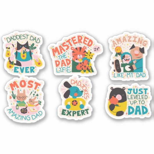 FATHER'S DAY ANIMALS CHARACTERS SET AUFKLEBER (Vorderseite)