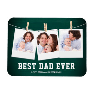 Father's Day   Best Dad Ever 3 Photo Collage Magnet