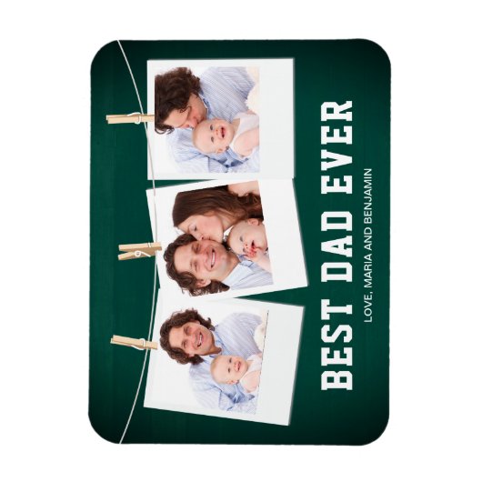 Father's Day | Best Dad Ever 3 Photo Collage Magnet (Vertikal)