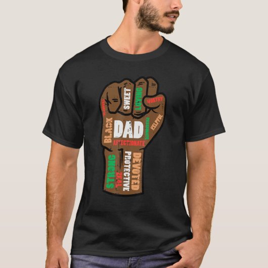 Fathers Day Black Dad Fist Words African Papa Dadd T-Shirt (Vorderseite)