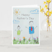 Father's Day - Boy's Drawing Karte (Gelbe Blume)