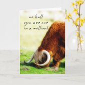 Father's Day Card - Scottish Longhorn Bull Karte (Gelbe Blume)