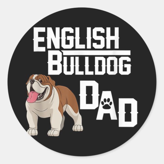 Father's Day Cool English Bulldog Dad Outfit For Runder Aufkleber (Vorderseite)