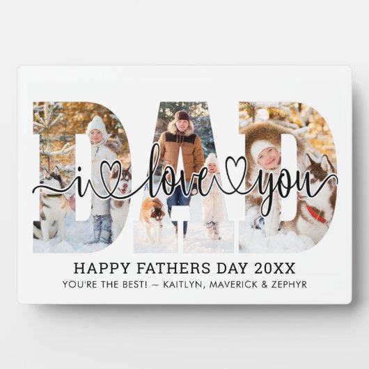 Fathers Day DAD I LOVE YOU 3 Foto von Personalized Fotoplatte (Vorderseite)