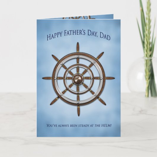 Father's Day, DAD, Ship's Wheel, Helm Karte (Vorderseite)