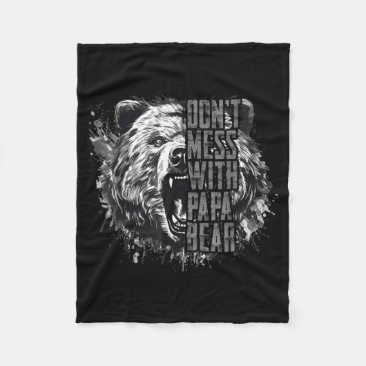 Father's Day Don't Mess With Papa Bear  Fleecedecke (Vorderseite)