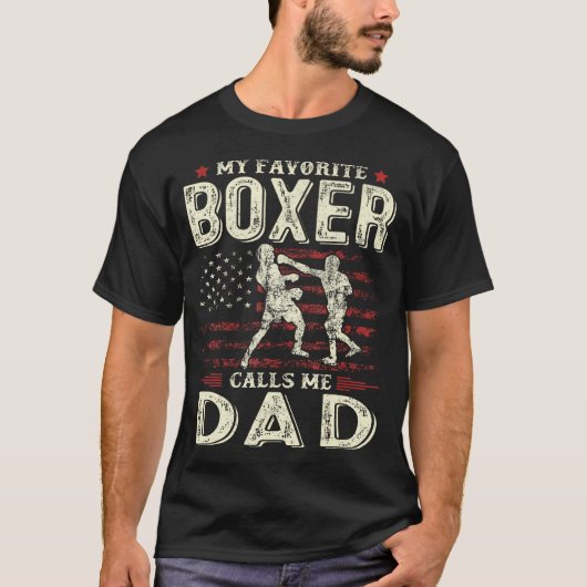Father'S Day Favorite Boxer Calls Me Dad Us Flag B T-Shirt (Vorderseite)