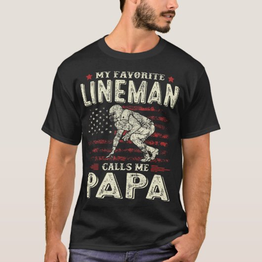 Father'S Day Favorite Lineman Calls Me Papa Us Fla T-Shirt (Vorderseite)