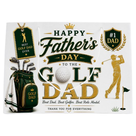 Father's Day for Golf Dad Große Geschenktüte (Vorderseite)