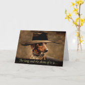 Fathers Day From Dog Cute Dachshund Hat Karte (Gelbe Blume)