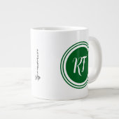 Fathers Day Golf Dad Green Script Circle Monogram Jumbo-Tasse (Vorderseite Rechts)