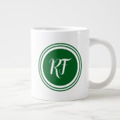 Fathers Day Golf Dad Green Script Circle Monogram Jumbo-Tasse (Rechts)