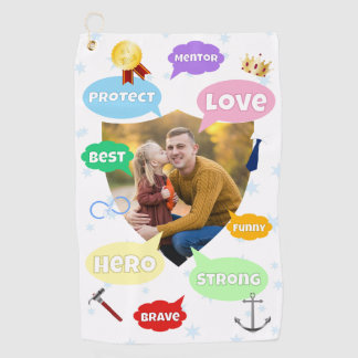 Fathers Day Photo Word Clouds Best Dad Father Golfhandtuch