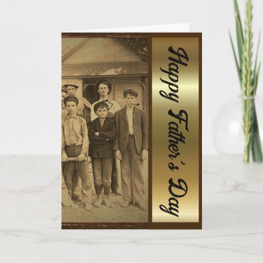 Fathers Day Retro 1920 Brown And Gold Folded Card Karte (Vorderseite)
