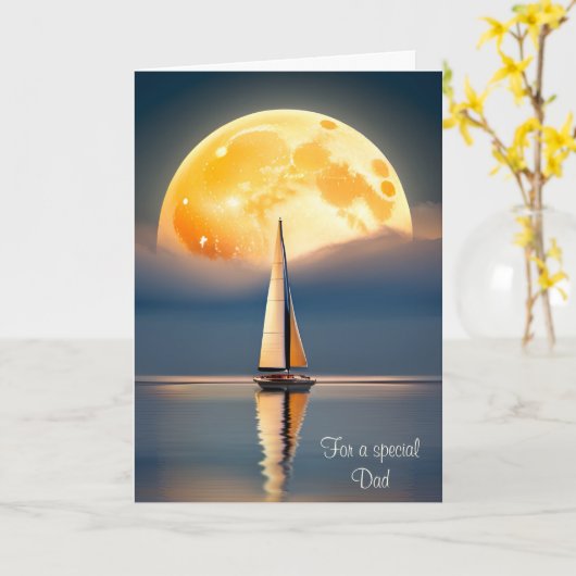 Father's Day Sailboat In Moonlight Karte (Gelbe Blume)