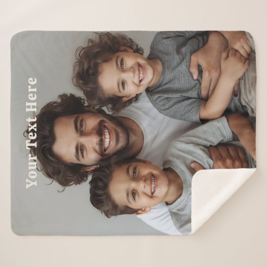 Fathers Day Sherpa Blanket Custom Photo Text Gifts Sherpadecke (Vorderseite (Horizontal))
