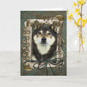 Fathers Day - Stone Paws - Shiba Inus - Yasha Karte (Gelbe Blume)