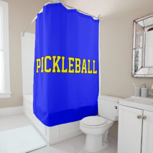 FAthletic Bright Yellow PICKLEBALL auf Vivid Blue Duschvorhang