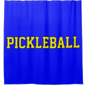 FAthletic Bright Yellow PICKLEBALL auf Vivid Blue Duschvorhang (Vorderseite)