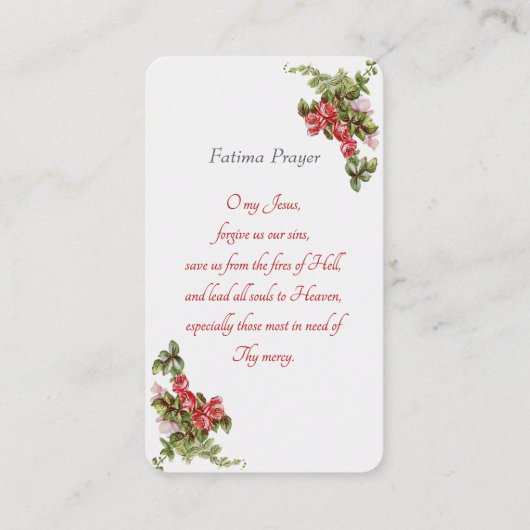 Fatima - Fatima Prayer Card Begleitkarte (Rückseite)