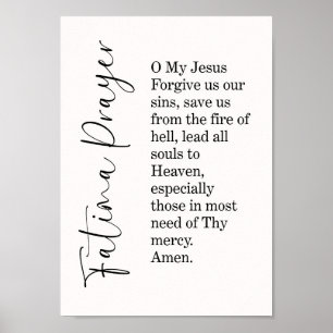 Fatima-Gebet-Typografie-Wandkunst-Druck  Poster