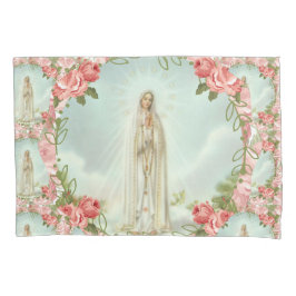 Fatima Jungfrau Mary Religious Pink Roses Kissenbezug