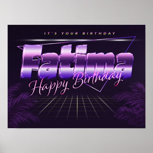 Fatima Name Vorname lila retro Geburtstag Poster (Vorne)