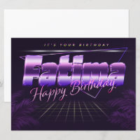 Fatima Name Vorname lila retro Karte Geburtstag