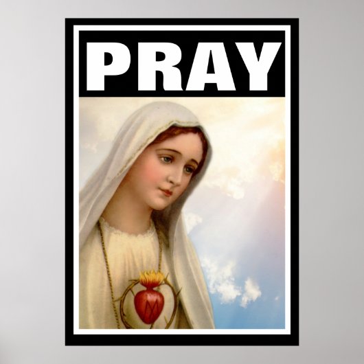 FATIMA PRAY JUNGFRAU MARY ROSARY CATHOLIC POSTER (Vorne)