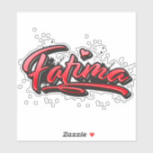 Fatima red Heart Graffiti Aufkleber Sticker (Blatt)