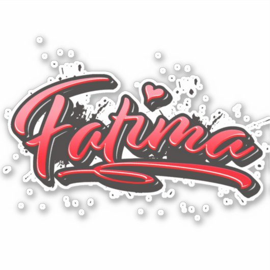 Fatima red Heart Graffiti Aufkleber Sticker (Vorderseite)