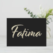 Fatima white gold Handwriting Karte (Stehend Vorderseite)