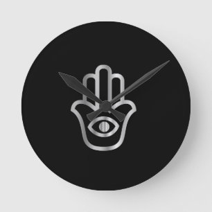 Fatimas religiöses Handzeichen - Khamsa Runde Wanduhr