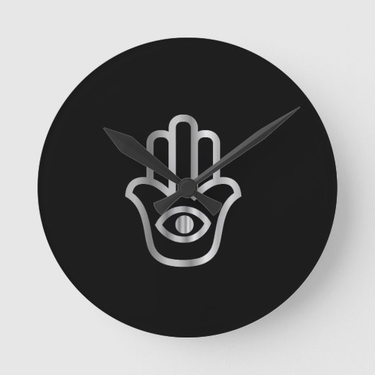 Fatimas religiöses Handzeichen - Khamsa Runde Wanduhr (Vorderseite)