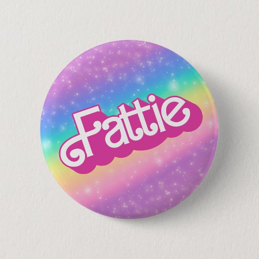Fattie Plus Größe Regenbogen Retro 90er Nostalgie Button (Vorderseite)