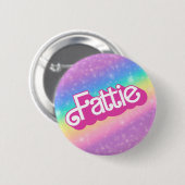 Fattie Plus Größe Regenbogen Retro 90er Nostalgie Button (Vorne & Hinten)