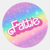 Fattie Plus Größe Regenbogen Retro 90er Nostalgie Runder Aufkleber (Vorderseite)