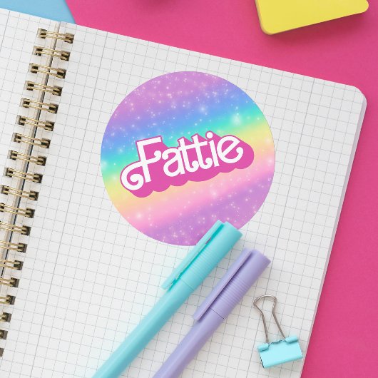 Fattie Plus Größe Regenbogen Retro 90er Nostalgie  Runder Aufkleber