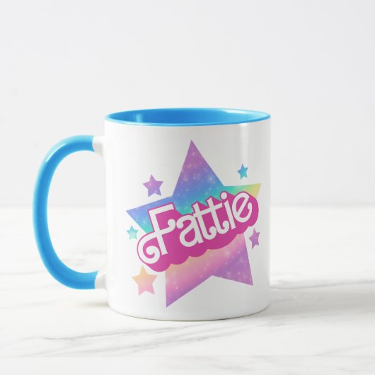 Fattie Plus Größe Regenbogen Retro 90er Nostalgie Tasse (Links)