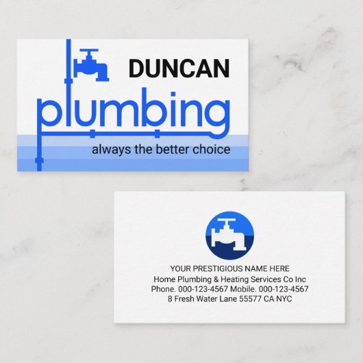 Faucet Pipeline Leaking Blue Water Visitenkarte (Vorne/Hinten)
