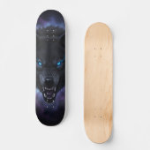Fauchender schwarzer Wolfskopf Skateboard (Vorderseite)