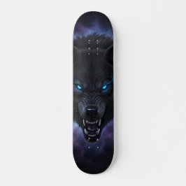 Fauchender schwarzer Wolfskopf Skateboard