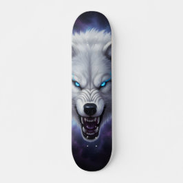 Fauchender weißer Wolfskopf Skateboard