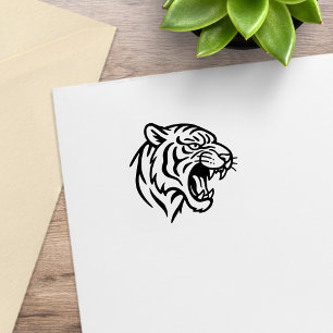 Fauchendes Tigerprofil 1x1 Gummistempel
