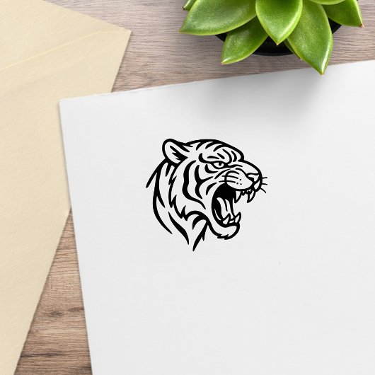 Fauchendes Tigerprofil 1x1 Gummistempel