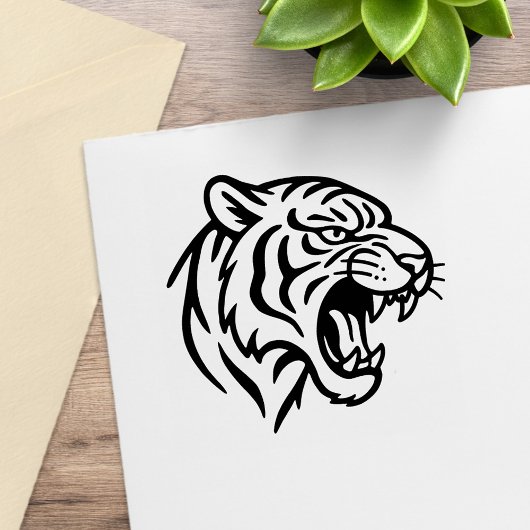Fauchendes Tigerprofil Gummistempel