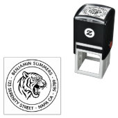 Fauchendes Tigerprofil Runde Adresse Permastempel (Beispiel)