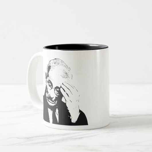 Fauci Facepalm Zweifarbige Tasse (Vorderseite Links)