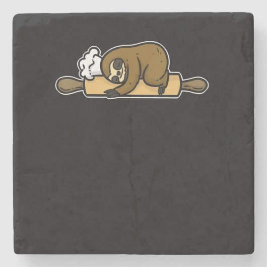 Faulbäcker | lustiger niedlicher Koch | Kochgesche Steinuntersetzer (Vorderseite)