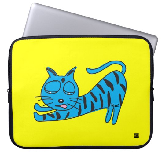 Faule blaue Katze 15 Zoll-Laptop-Hülse Laptopschutzhülle (Vorderseite)